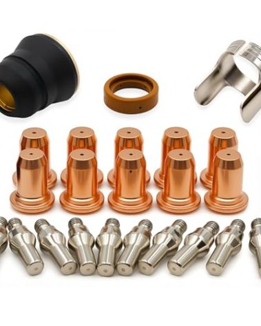 23pcs IPT-40 IPT-60 PT-60 PT40 Plasma Cutting Torch Tip 1.0mm 0.039'' Electrode Shield Cap/Stand-off/Swirl Ring Silver