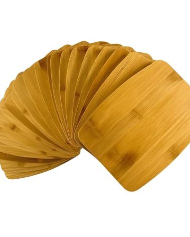 Set of 24, Bulk Mini Bamboo Cutting Boards – Thin 8x6" Blank Wood Serving Tray, Charcuterie Platter, Hot Mat for Engraving, Personalized DIY Crafts, Wedding Gift, Rustic Table Decor, Wall Art