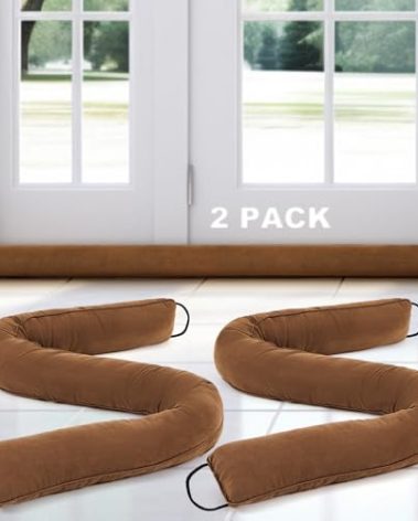 Gisafai 2 Pcs 60 Inch Long Door Draft Stopper Under Door Draft Stopper Noise Wind Blocker for Home Balcony Office(Brown, Regular Styles)