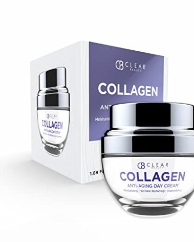 Clear Beauty Collagen Face Moisturizer - Hydrating, Firming Anti Aging Day Cream For Dry Skin - Strengthens Skin Barrier And Smooths Fine Lines - Dermatologist Tested, Korean Skin Care Vegan - 1.69 Oz