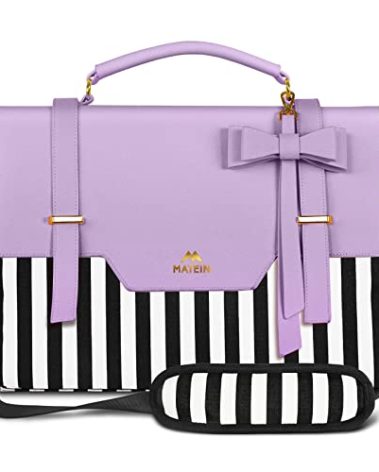 MATEIN Laptop Tote Bag for Women, 15.6 inch Cute Computer Sleeve Case Briefcase with RFID Pocket for Nurse Teacher, Lightweight Messenger Carrying Shoulder Handbag, Sister Gift for Office Work, Purple