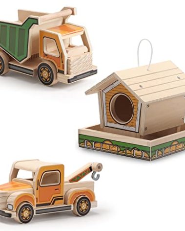 SainSmart Jr. Woodworking Building Kit, 3-in-1 Kids STEM Projects Set, DIY Wood Crafts Assembly Toys with Different Combinations for Boys and Girls