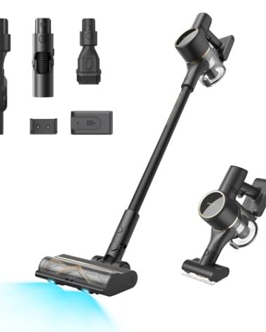 DREAME Cordless Stick Vacuum R20 Pure, 150AW Powerful Suction, Celeste LED Illumination, Anti-Tangle, Hard Floor & Carpet Cleaning, Up to 90Min Runtime, LED Screen, Lightweight, Versatile Attachments