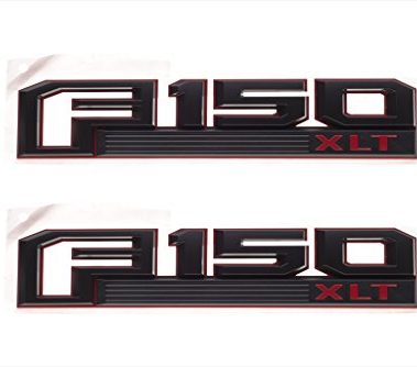 2015-2016 Ford F-150 XLT Red & Black Fender Emblem Nameplates Right Left Set OEM