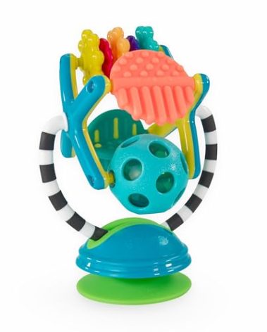 Sassy Teethe & Twirl Sensation Station 2-in-1 Suction Cup High Chair Toy, Developmental Tray Toy for Early Learning, Ages 6+ Months