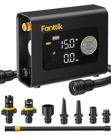 Fanttik X9 Cross 4X Portable Tire Inflator, Paddle Board Pump | Max 75PSI with Auto-Off, Deflation | Air Pump with Light and Power Bank | Fastlink for SUP, Car, Motorcycle, Board, Kayak, Tent etc.