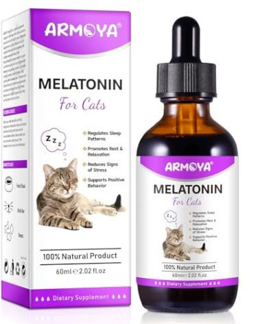 ARMOYA Cat Melatonin - Melatonin for Cats - Cat Calming Treats- Cat Sedative for Grooming - Helps to Support Restful Sleep for Your Cat - Cat Sleep Aid - Anxiety Relief for Cats