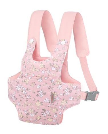 GAGAKU Baby Doll Carrier for Toddler Toy Baby Carrier for Dolls Accessories Doll Carrier for Little Girls - Pink (Pear Flowers)