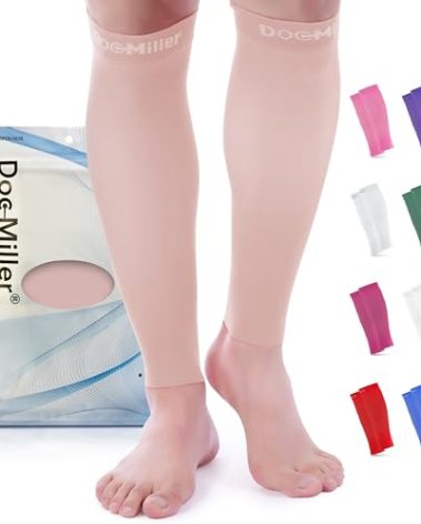 Doc Miller Compression Calf Sleeve for Men & Women – 15-20mmHg Graduated Support, Shin Splint Relief, Running & Sports Recovery, Knee High Calf Sleeves, 1 Pair