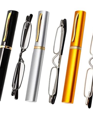 Viseng 3 pairs Slim Mini Metal Reading Glasses Compact Lightweight Portable Readers with Glasses Case for Reading Case +3.5