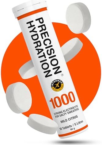Precision Hydration Electrolyte Tablets - Multi Strength Effervescent Hydration Tablets - Combats Cramp - Low Calorie, Gluten Free, Vegan/Vegetarian Friendly(1 Tube, 1000mg/L - Orange Tube)