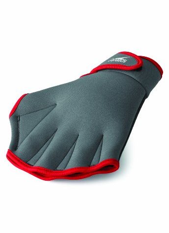 Speedo unisex adult Swim Training Fitness aquatic gloves, Charcoal/Red, Medium US