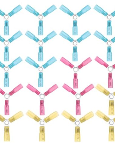 Amfuujoy 20pcs 3 Way Wire Connector 22-10AWG Heat Shrink Y Ring Butt Terminals, Heavy Duty Waterproof Automotive Marine Electrical Crimp Connectors (12-10AWG,16-14AWG,22-16AWG)