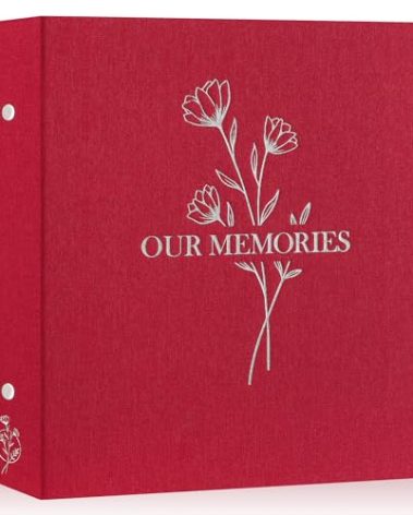 Lanpn Photo Album 4x6 1000 Pockets, Extra Large Big Capacity Linen OUR MEMORIES Hardcover Large Photo Book Photobook that Holds 1000 Vertical and horizontal Pictures Red