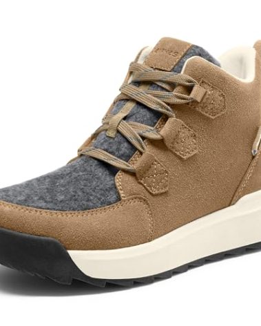 AIRHAS Women's Winter Snow Boots, Comfortable Water-Resistant Ankle Booties (Camel, 9.0)