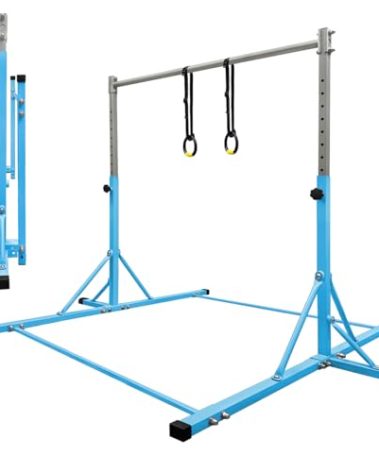 JC-ATHLETICS Gymnastics Kip Bar for Kid and Teenage Ages 3-18, 5.2FT Base Length, Adjustable Height from 3FT to 4.8 FT Height,Foldable Gymnastic Training Equipment for Home and Club Use