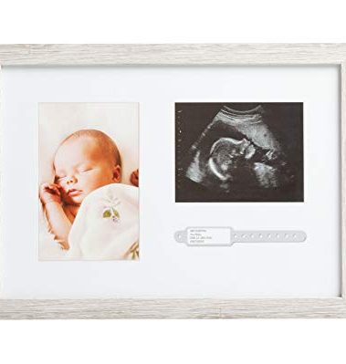 Kate & Milo Rustic Bracelet ID and Sonogram Frame, Rustic Pregnancy Keepsake Picture Frame, Gender-Neutral Nursery Décor 1 Count (Pack of 1)