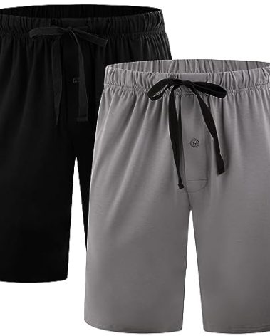 BAMBOO COOL Men’s Pajama Shorts Soft Sleep Shorts Comfy Lounge Pajama Bottoms with Pockets (2 Pack)
