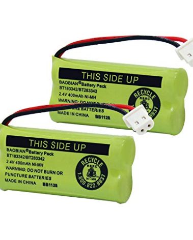 BAOBIAN BT183342/BT283342 2.4V 400mAh Ni-MH BT166342/BT266342 BT162342/BT262342 Rechargeable Cordless Phone Battery CS6709 CS6609 CS6509 CS6409 EL52100 EL50003 (2 Pack)