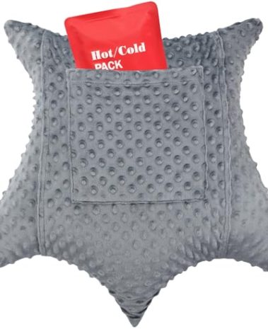 Heal n Hope Heart Surgery Pillow Shock Absorbing for Open Heart Surgery After Bypass Coughing with 2 Pockets - Recovery Gifts with Hands Placement Pouch, Minky Dot Dark Gray