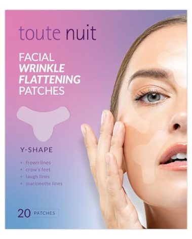 Toute Nuit Wrinkle Patches – Y Shape – Face Tape for Forehead, Between the Eyes & Around Mouth – Hypoallergenic Anti Wrinkle Patches – 20 Count, Made in USA
