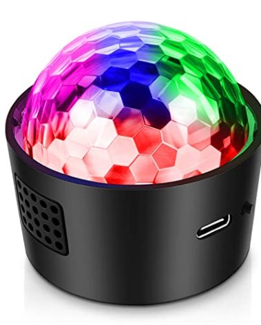 Wiwreenm Mini Disco Ball Light,Rechargeable Party Lights,Sound Activated Strobe DJ Light,Portable Battery Operated,Night Lights Projector for Kids,Halloween,Disco Decoration for Car/Parties