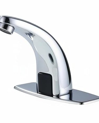 Halo Sanitary Updated H59 Brass Touchless Sensor Faucet for Office, Factory & Commercial with Deck Plate, Chrome Auto Bathroom Sink Faucet
