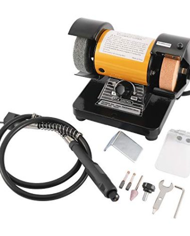 3" Multipurpose Mini Bench Grinder Polisher with 31" Long Flexible Shaft and Accessories, Variable Speed Dial 0-10000 RPM, 110V 150W Single Phase Motor