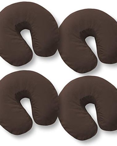 Saloniture 4-Pack Premium Microfiber Face Cradle Covers - Ultra Soft Fitted Massage Table Cradle Cover - Chocolate Brown