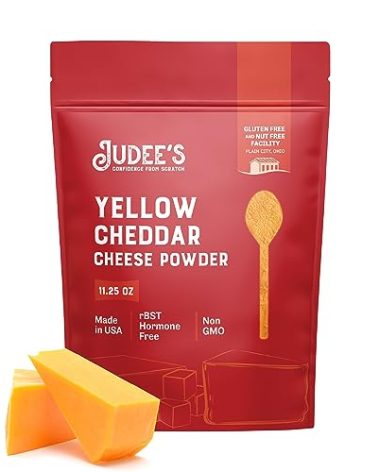 Judee's Gluten Free Yellow Cheddar Cheese Powder - Sauces & Soups with Cheddar Powder Seasoning - Pasta & Macaroni with Powdered Cheese - Non-GMO & Gluten-Free for Dietary Needs - 11.25 oz