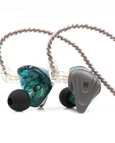 Linsoul KZ ZSX 5BA+1DD 6 Driver Hybrid in-Ear HiFi Earphones with Zinc Alloy Faceplate, Recessed 2 Pin Detachable Cable for Audiophile Musician (with Mic, Cyan)