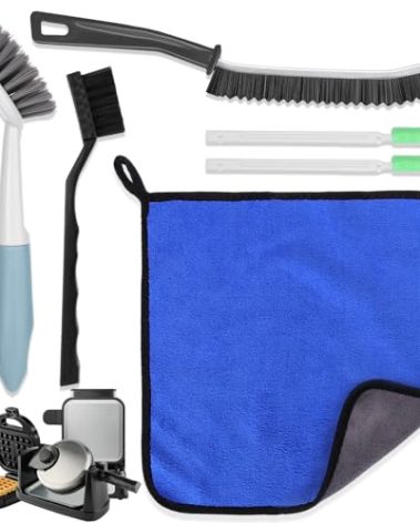 XANGNIER 6 Pcs Waffle Makers Clean Brush Kit for Belgian/Classic/Flip/Mini and All Iron Models - Non-Scratch Grid Brush emove Sticky Batter/Burnt Residue - Deep Clean Tool for Waffle Makers