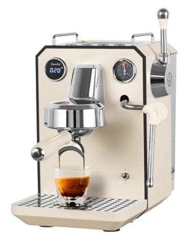 Owl Espresso Machine, 15 Bar Professional Semi-Automatic Espresso Maker with Milk Frother Steam Wand, 57oz Removable Water Tank, Dual Display, for Cappuccino, Latte at home, G3006, Ivory White