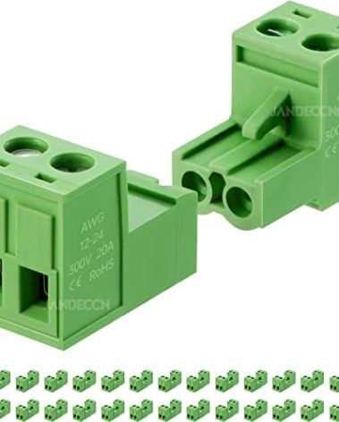 JANDECCN 30Pcs 2 Pin 5.08mm Pitch DIY PCB Mount Screw Terminal Block Connector with 30Pcs 2 Pin Phoenix Plug