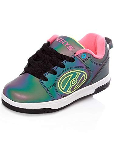 HEELYS Kids Voyager Shoes, Black Reflective/Neon Yellow/Neon Pink, 3 Little Kid US