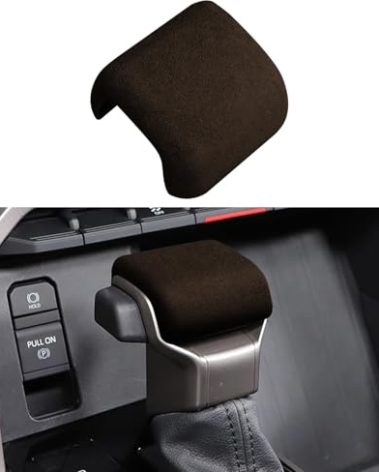 GCZCC for 2024 Toyota Tacoma Accessories Suede Car Gear Shift Knob Trim Cover with Tundra 2025 2022 Sequoia 2023 Automobile Interior Center Console Shifter Head Protector-Mocha Brown