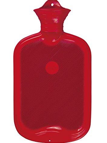 Classic Rubber Hot Water Bottle with Hanging Hole, Holds 2 Liters, Red
