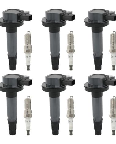 DICMIC Set of 6 Ignition Coil Pack & Spark Plug Compatible with Ford Edge Explorer F-150 Flex Fusion Mustang Taurus Lincoln MKS MKX MKZ Mazda CX-9 V6 3.5L 3.7L Replace# UF553, C1595, 48856, GN10237