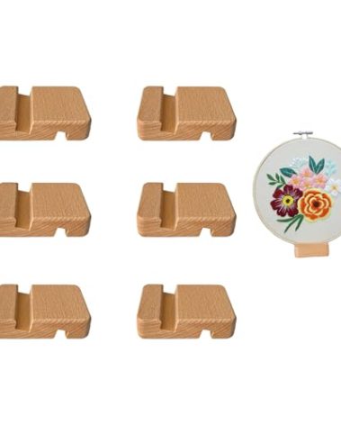6 Pcs Wooden Embroidery Hoop Base, Cross Stitch Holder for Embroidery Display Stand
