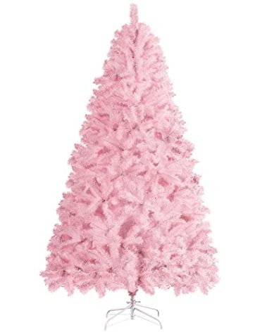 Yaheetech 6ft Pink Artificial Christmas Pine Tree Seasonal Holiday Carnival Home Party Decoration for Home, Office, Party Decoration Indoor Outdoor with 818 Branch Tips and Foldable Stand
