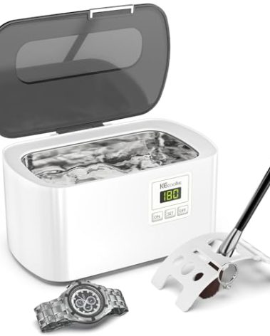 KECOOLKE Ultrasonic Jewelry Cleaning Machine, 600ml Sonic Cleaner with Digital Timer for Eyeglasses, Rings, Silver,Cleaner Solution for Gifts