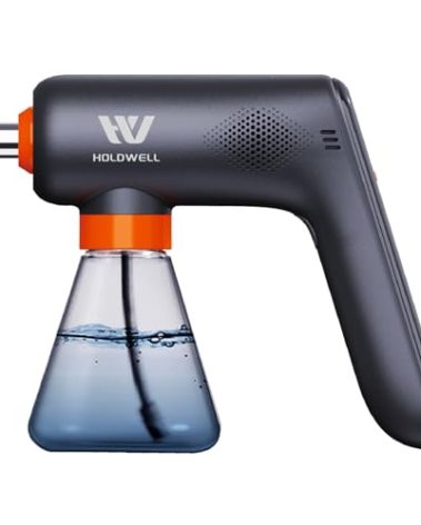 Cordless Electric Disinfection Fogger, Detachable Stainless Steel Nozzle, 3-Gear Adj 14.2oz Sanitizer Atomizer, Blue Light Nano Spray Gun for Place Cleaning/High-Touch Item Contactless Sanitization