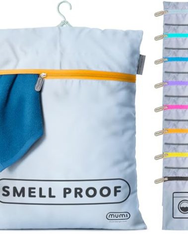 MUMI Travel Laundry Bag – Moisture & Smell-Proof Clothes Bag with Folding Hanger & Outer Pouch | Large Laundry Storage Bag for Suitcase, Gym & Packing | Dirty Clothes Organizer (Orange)