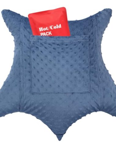 Heal n Hope Heart Surgery Pillow Shock Absorbing for Open Heart Surgery After Bypass Coughing with 2 Pockets - Recovery Gifts with Hands Placement Pouch, Minky Dot Denim Blue