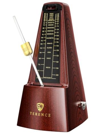 Mechanical Metronomes for Piano Guitar Drum Violin and Other Musical Instruments with Loud Sound and Accurate Beat Multiple Beat Modes for Beginners(Walnut Color)