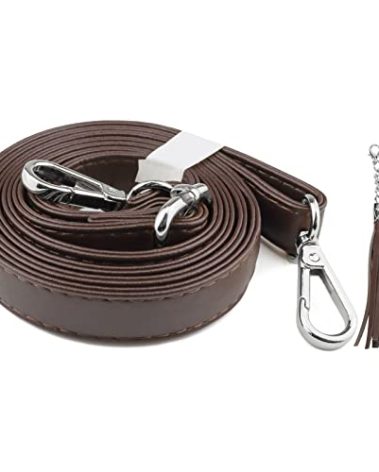 Beaulegan Purse Strap Replacement - Microfiber Leather - 59 Inch Long Adjustable for Crossbody Shoulder Bag - 0.7 Inch Wide, Dark Brown/Silver
