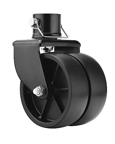 Rockane Dual 6'' Black Trailer Jack Swivel Caster Wheel Replacement, Heavy Duty 2000lbs Capacity with Pin for Soft Ground Roll, Fits Any Boat Hitch Camper RV- Black