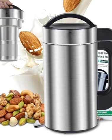 Automatic Nut Milk Maker Machine 50oz(Built-in Strainer), 6-7 Cups Per Batch, 100% Food Grade Stainless Steel 7-IN-1 Multifunctional Almond Milk Maker for Homemade Oat, Coconut, Soy&Plant Based Milks