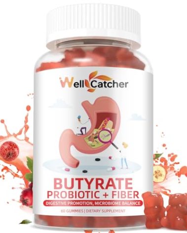 Butyrate Gummies Gut Health Supplement: Butyrate with Probiotic & Prebiotic Fiber Gummies for Women Men Sugar Free Digestive & Energy Metabolism Support Vegan Hawthorn Flavor 30 Days Supply