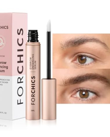 Eyebrow Growth Serum by ForChics - Natural Brow Thickening Treatment with Peptides and Biotin- Hormone-Free, Vegan and Cruelty-Free- Fuller Brows in 2 Weeks- 0.10oz/3ml